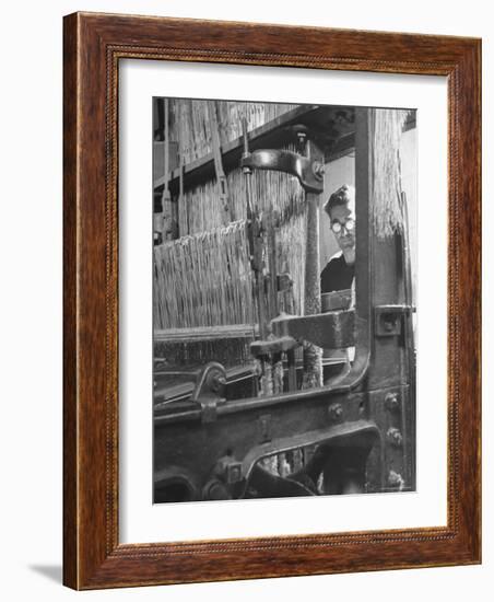 Power Loom at Work Making a Haircord Carpet at the Wilton Carpet Factory-Hans Wild-Framed Photographic Print