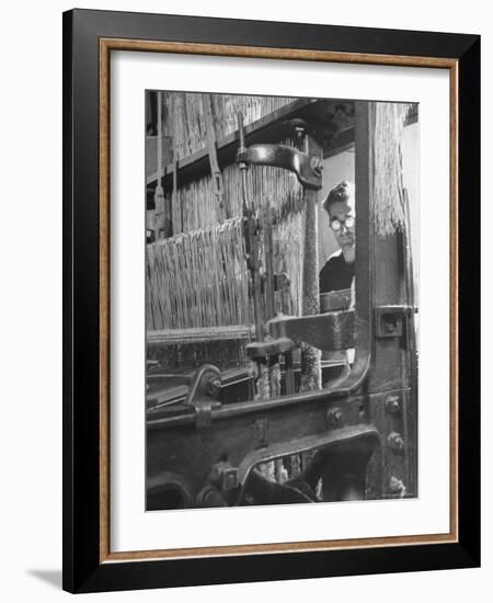 Power Loom at Work Making a Haircord Carpet at the Wilton Carpet Factory-Hans Wild-Framed Photographic Print