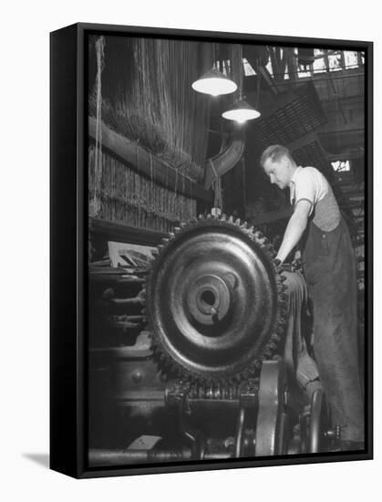 Power Loom at Work Making an Axminster Carpet at the Wilton Carpet Factory-Hans Wild-Framed Premier Image Canvas