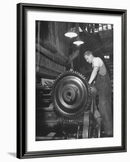 Power Loom at Work Making an Axminster Carpet at the Wilton Carpet Factory-Hans Wild-Framed Premium Photographic Print