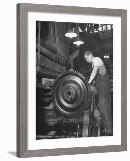 Power Loom at Work Making an Axminster Carpet at the Wilton Carpet Factory-Hans Wild-Framed Premium Photographic Print