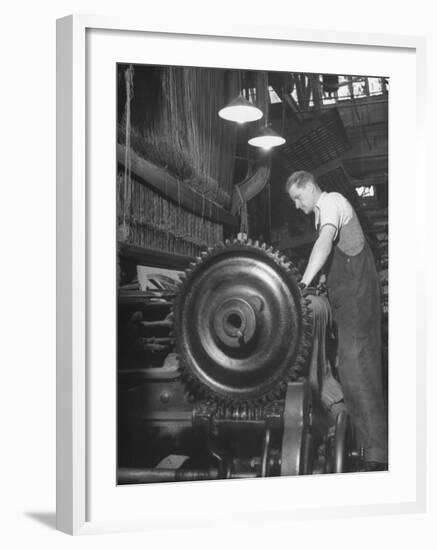 Power Loom at Work Making an Axminster Carpet at the Wilton Carpet Factory-Hans Wild-Framed Premium Photographic Print