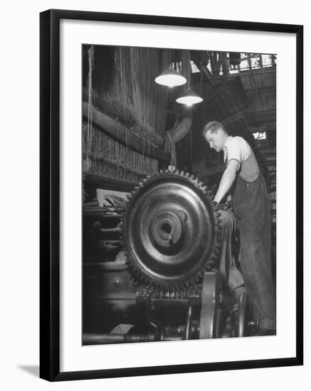 Power Loom at Work Making an Axminster Carpet at the Wilton Carpet Factory-Hans Wild-Framed Premium Photographic Print