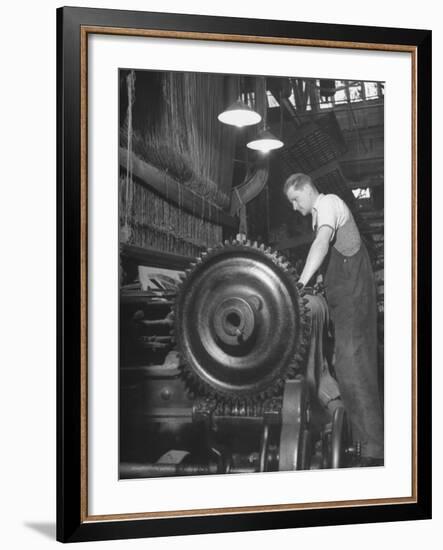 Power Loom at Work Making an Axminster Carpet at the Wilton Carpet Factory-Hans Wild-Framed Premium Photographic Print