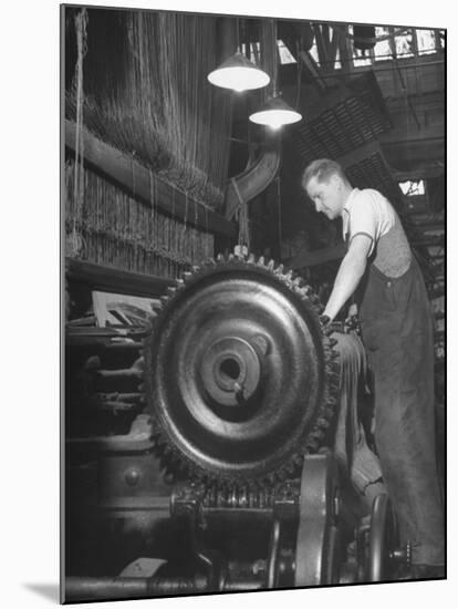 Power Loom at Work Making an Axminster Carpet at the Wilton Carpet Factory-Hans Wild-Mounted Premium Photographic Print