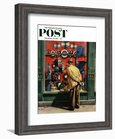 "Power Tool Window Shopping" Saturday Evening Post Cover, November 10, 1951-Stevan Dohanos-Framed Giclee Print