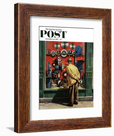 "Power Tool Window Shopping" Saturday Evening Post Cover, November 10, 1951-Stevan Dohanos-Framed Giclee Print