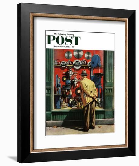 "Power Tool Window Shopping" Saturday Evening Post Cover, November 10, 1951-Stevan Dohanos-Framed Giclee Print