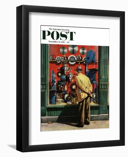 "Power Tool Window Shopping" Saturday Evening Post Cover, November 10, 1951-Stevan Dohanos-Framed Giclee Print