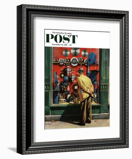 "Power Tool Window Shopping" Saturday Evening Post Cover, November 10, 1951-Stevan Dohanos-Framed Giclee Print