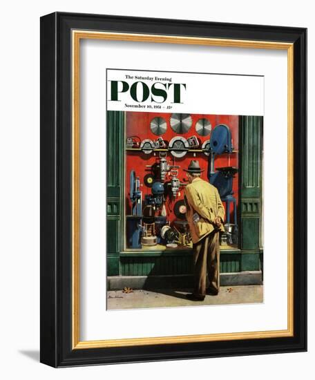 "Power Tool Window Shopping" Saturday Evening Post Cover, November 10, 1951-Stevan Dohanos-Framed Giclee Print