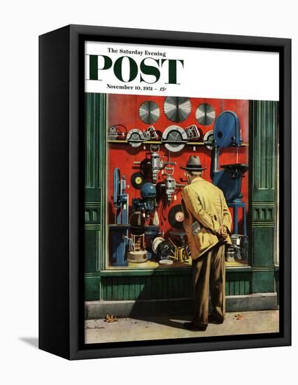 "Power Tool Window Shopping" Saturday Evening Post Cover, November 10, 1951-Stevan Dohanos-Framed Premier Image Canvas