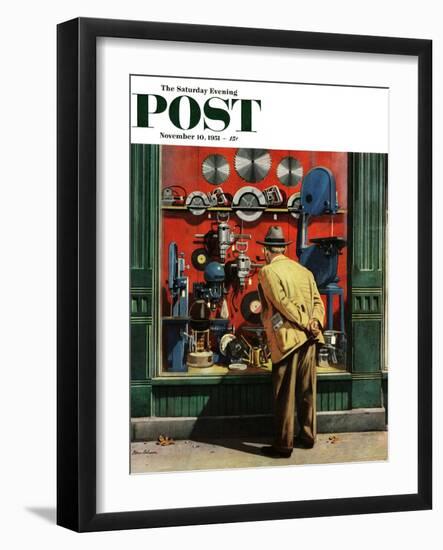 "Power Tool Window Shopping" Saturday Evening Post Cover, November 10, 1951-Stevan Dohanos-Framed Giclee Print