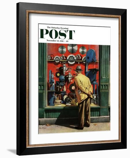 "Power Tool Window Shopping" Saturday Evening Post Cover, November 10, 1951-Stevan Dohanos-Framed Giclee Print