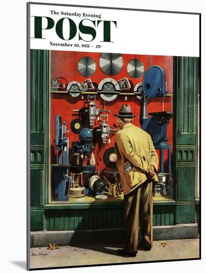 "Power Tool Window Shopping" Saturday Evening Post Cover, November 10, 1951-Stevan Dohanos-Mounted Giclee Print