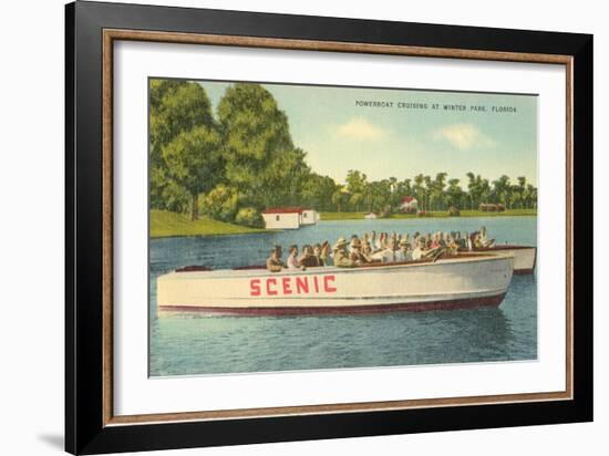 Powerboat Cruising, Winter Park-null-Framed Art Print