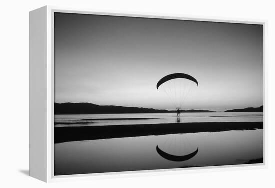 Powered Paraglider over the Great Salt Lake. Utah-Howie Garber-Framed Premier Image Canvas