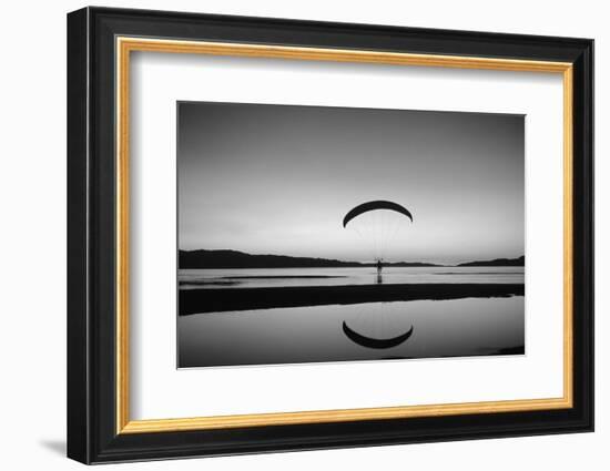 Powered Paraglider over the Great Salt Lake. Utah-Howie Garber-Framed Photographic Print