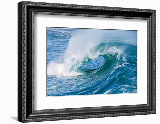 Powerful wave breaking off a beach, Hawaii-Mark A Johnson-Framed Photographic Print