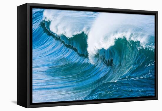 Powerful wave breaking off a beach, Hawaii-Mark A Johnson-Framed Premier Image Canvas