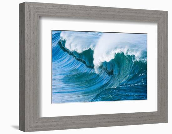 Powerful wave breaking off a beach, Hawaii-Mark A Johnson-Framed Photographic Print