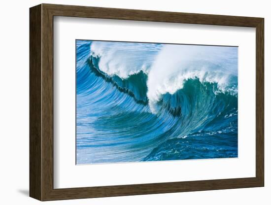 Powerful wave breaking off a beach, Hawaii-Mark A Johnson-Framed Photographic Print