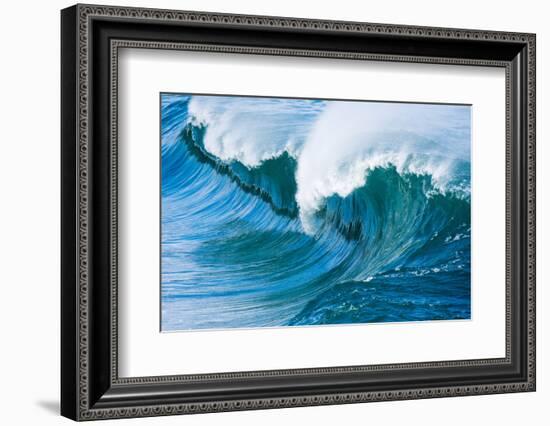 Powerful wave breaking off a beach, Hawaii-Mark A Johnson-Framed Photographic Print