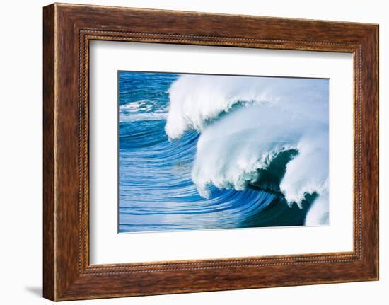 Powerful wave breaking off a beach, Hawaii-Mark A Johnson-Framed Photographic Print