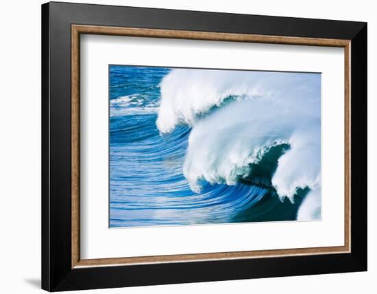 Powerful wave breaking off a beach, Hawaii-Mark A Johnson-Framed Photographic Print