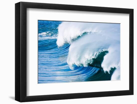 Powerful wave breaking off a beach, Hawaii-Mark A Johnson-Framed Photographic Print