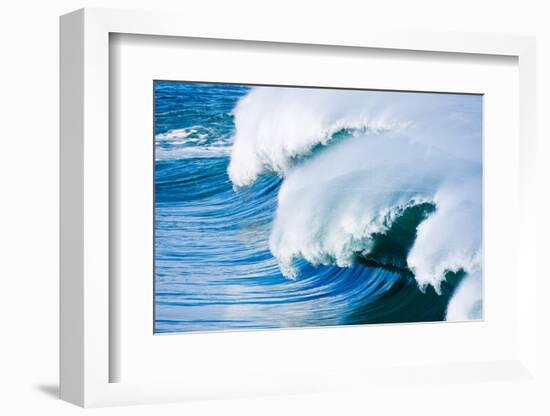 Powerful wave breaking off a beach, Hawaii-Mark A Johnson-Framed Photographic Print