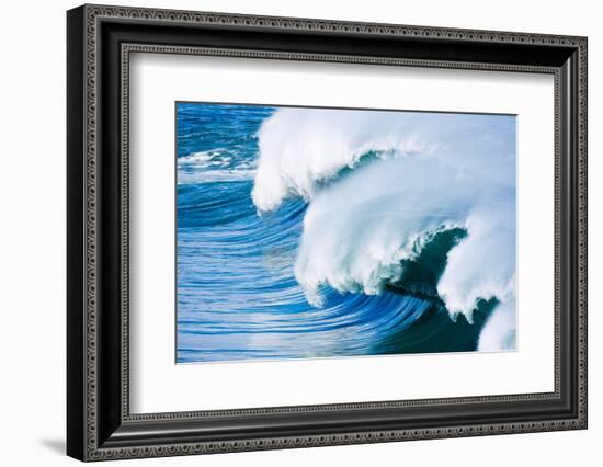 Powerful wave breaking off a beach, Hawaii-Mark A Johnson-Framed Photographic Print