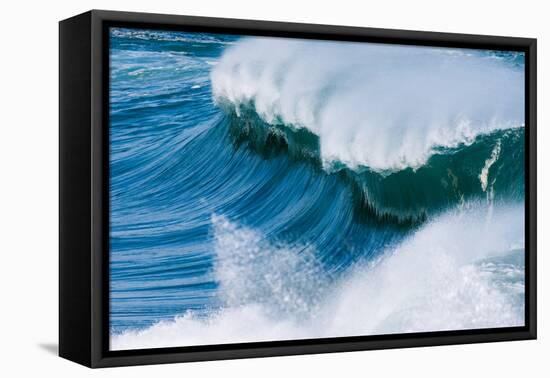 Powerful wave breaking off a beach, Hawaii-Mark A Johnson-Framed Premier Image Canvas