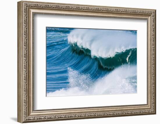 Powerful wave breaking off a beach, Hawaii-Mark A Johnson-Framed Photographic Print