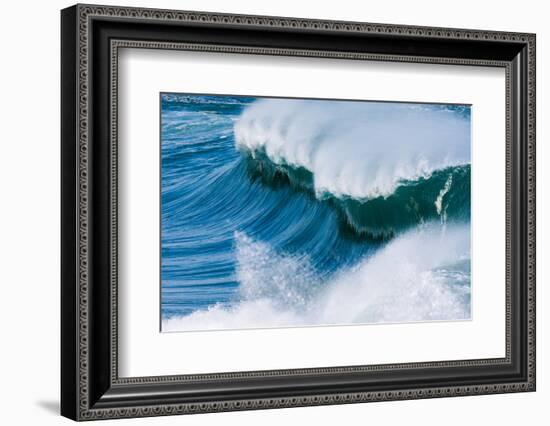 Powerful wave breaking off a beach, Hawaii-Mark A Johnson-Framed Photographic Print