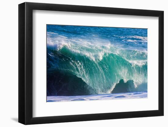 Powerful wave breaking off a beach, Hawaii-Mark A Johnson-Framed Photographic Print