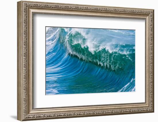 Powerful wave breaking off a beach, Hawaii-Mark A Johnson-Framed Photographic Print