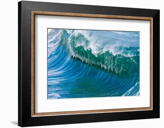 Powerful wave breaking off a beach, Hawaii-Mark A Johnson-Framed Photographic Print