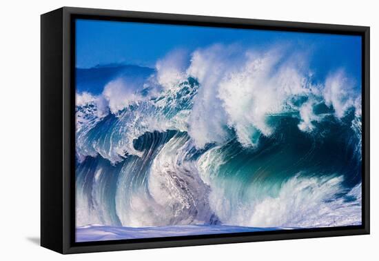 Powerful wave breaking off a beach, Hawaii-Mark A Johnson-Framed Premier Image Canvas