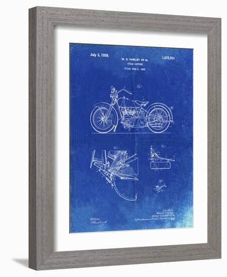 PP10 Faded Blueprint-Borders Cole-Framed Giclee Print