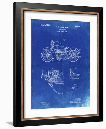 PP10 Faded Blueprint-Borders Cole-Framed Giclee Print