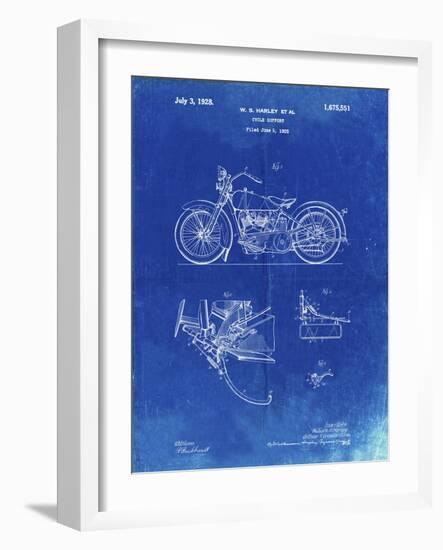 PP10 Faded Blueprint-Borders Cole-Framed Giclee Print