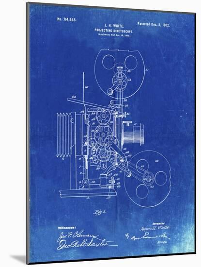 PP1000-Faded Blueprint Projecting Kinetoscope Patent Poster-Cole Borders-Mounted Giclee Print