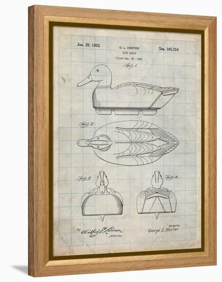 PP1001-Antique Grid Parchment Propelled Duck Decoy Patent Poster-Cole Borders-Framed Premier Image Canvas