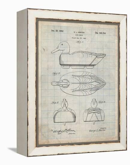 PP1001-Antique Grid Parchment Propelled Duck Decoy Patent Poster-Cole Borders-Framed Premier Image Canvas