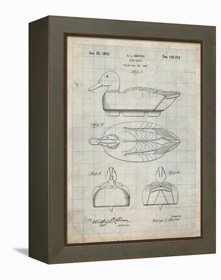 PP1001-Antique Grid Parchment Propelled Duck Decoy Patent Poster-Cole Borders-Framed Premier Image Canvas