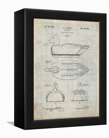 PP1001-Antique Grid Parchment Propelled Duck Decoy Patent Poster-Cole Borders-Framed Premier Image Canvas