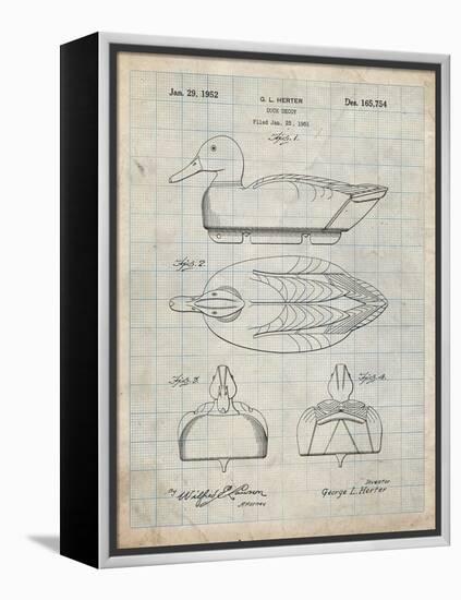 PP1001-Antique Grid Parchment Propelled Duck Decoy Patent Poster-Cole Borders-Framed Premier Image Canvas