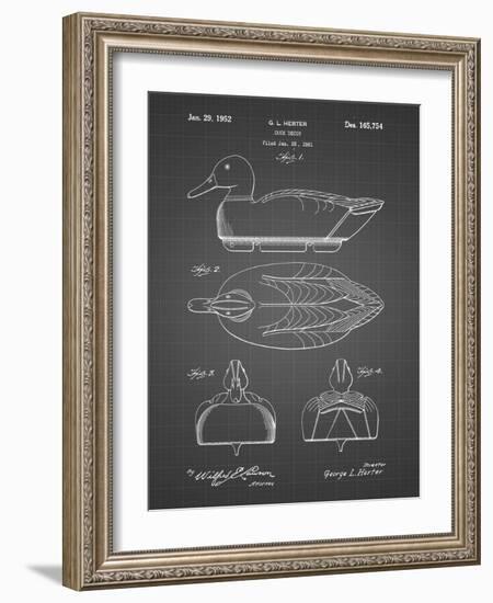 PP1001-Black Grid Propelled Duck Decoy Patent Poster-Cole Borders-Framed Giclee Print