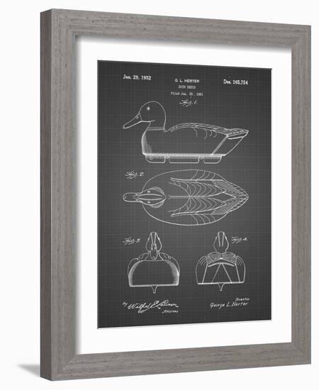 PP1001-Black Grid Propelled Duck Decoy Patent Poster-Cole Borders-Framed Giclee Print